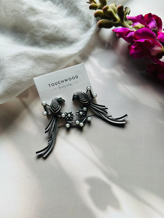 Pearl Wings – Statement Bird Earrings - Earrings