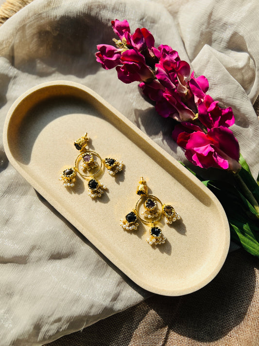 Noir Gulab Halo Earrings
