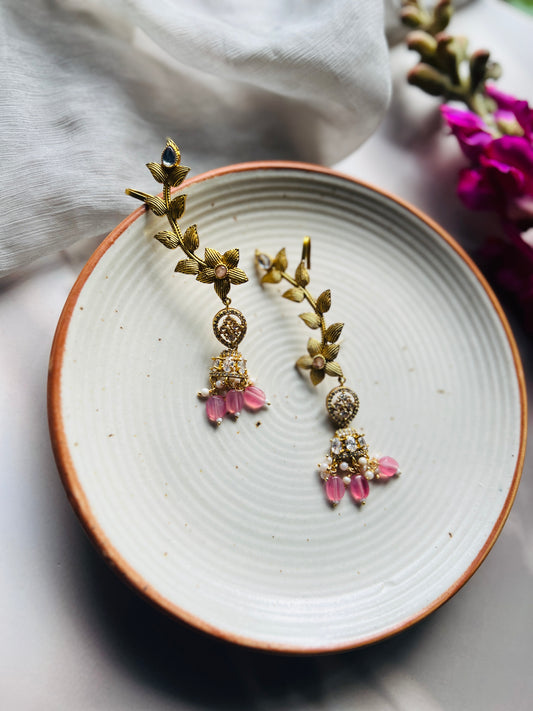 Blush Bloom Leaf Cuff - Earrings