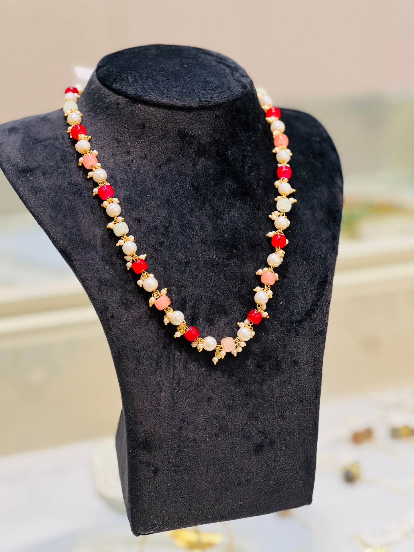 Scarlet Blush Pearl Necklace