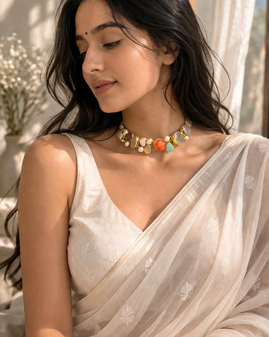 Rainbow Luxe Natural Stone Choker