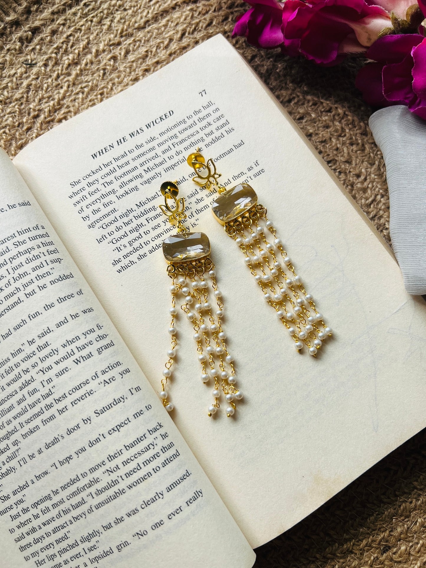 Lotus Radiance Pearl Dangle Earrings