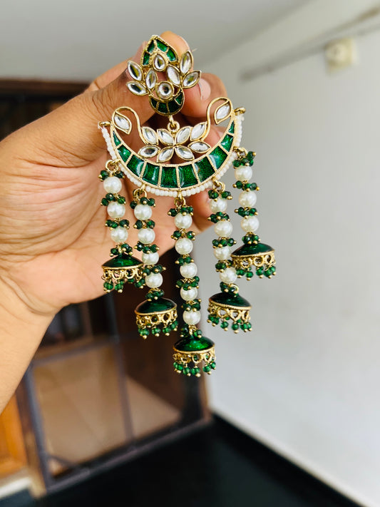 KUNDAN MOON FALL EARRING - Earrings