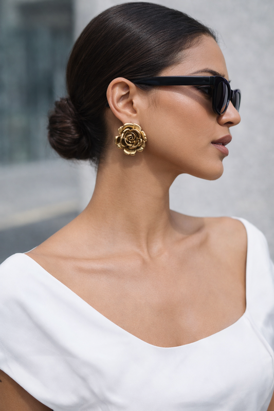 Aurielle Rose Sculpt Stud Earrings