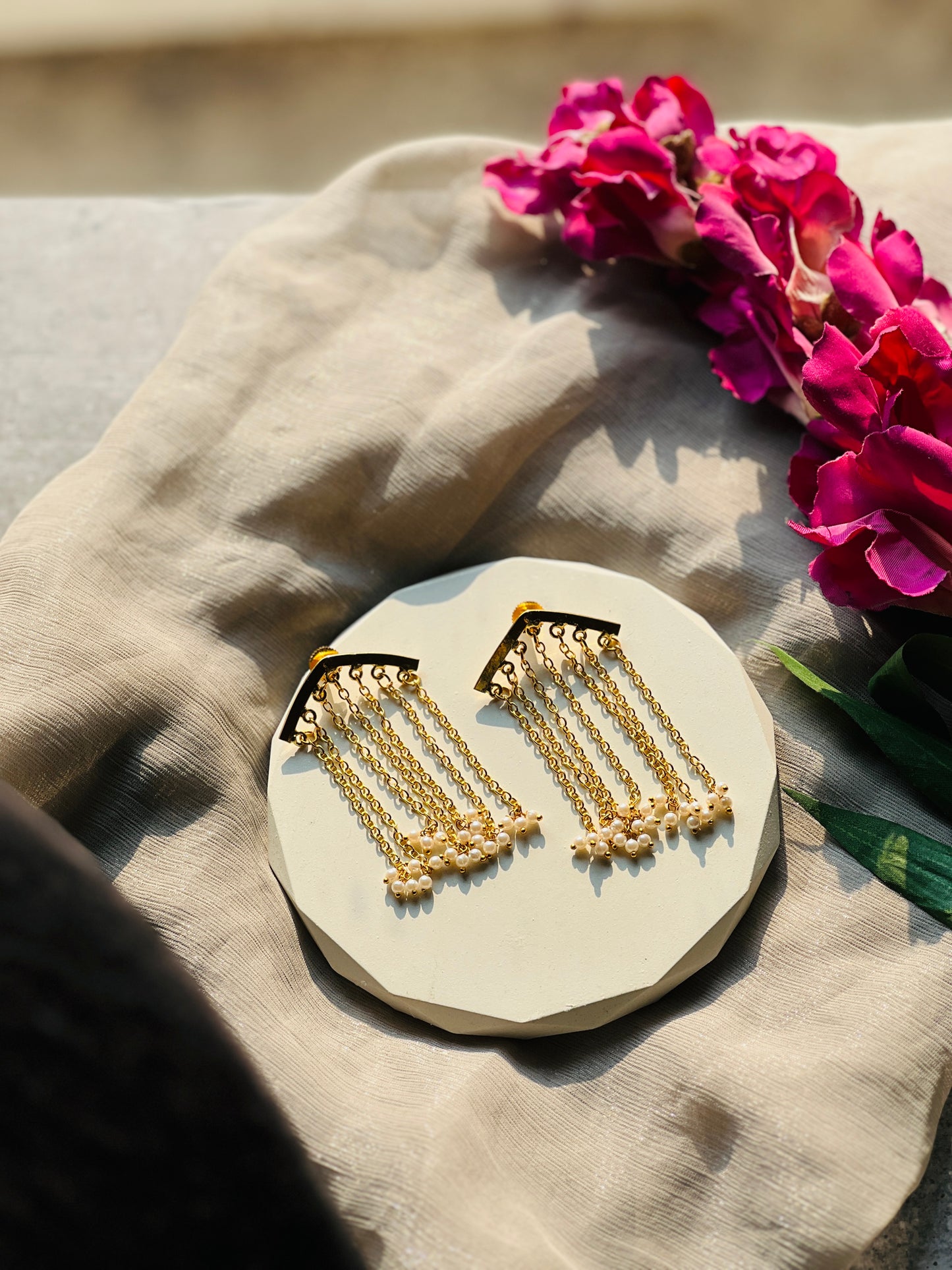 Pearl Cascade Fringe Earrings
