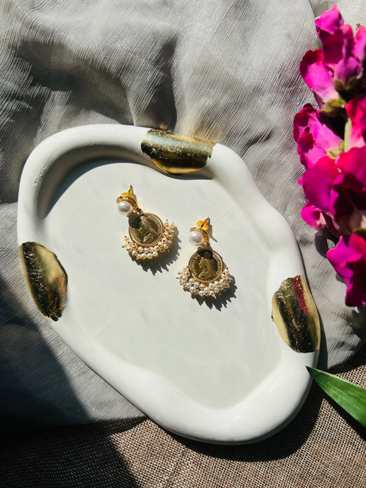 Rajasi Pearl Coin Earrings