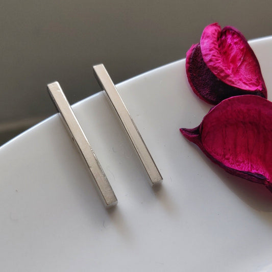 Silver Straight Pull Out Earrings - Earrings